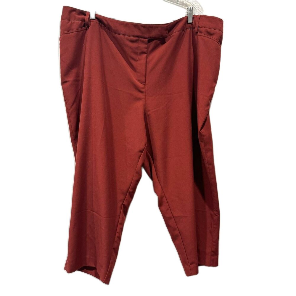 Cato Dress Pants Curvy Cropped Rust Red Stretch Career Office Women 24W Plus